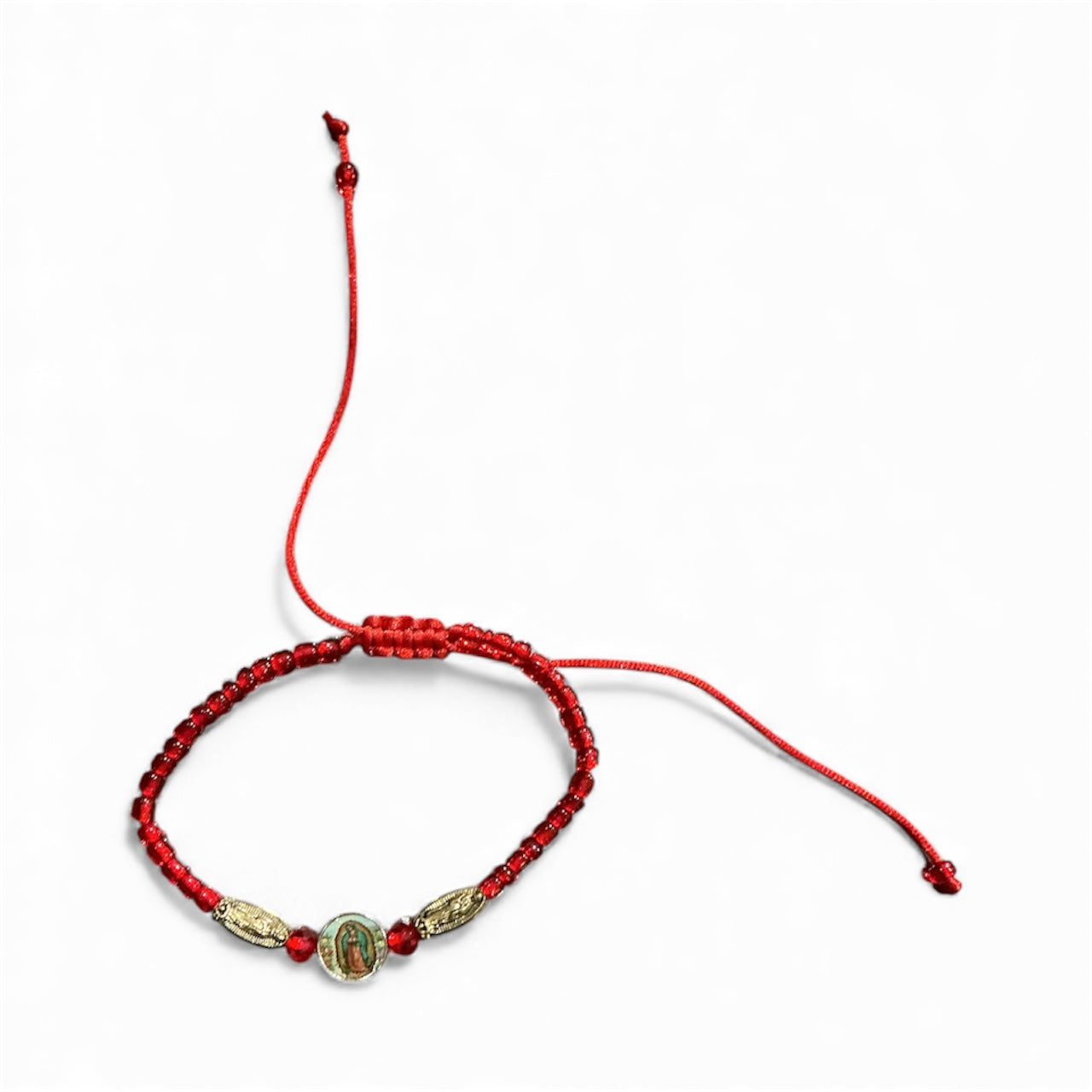 Pulsera de hilo roja Encapsulado en Resina Redondo de la Virgen de Guadalupe