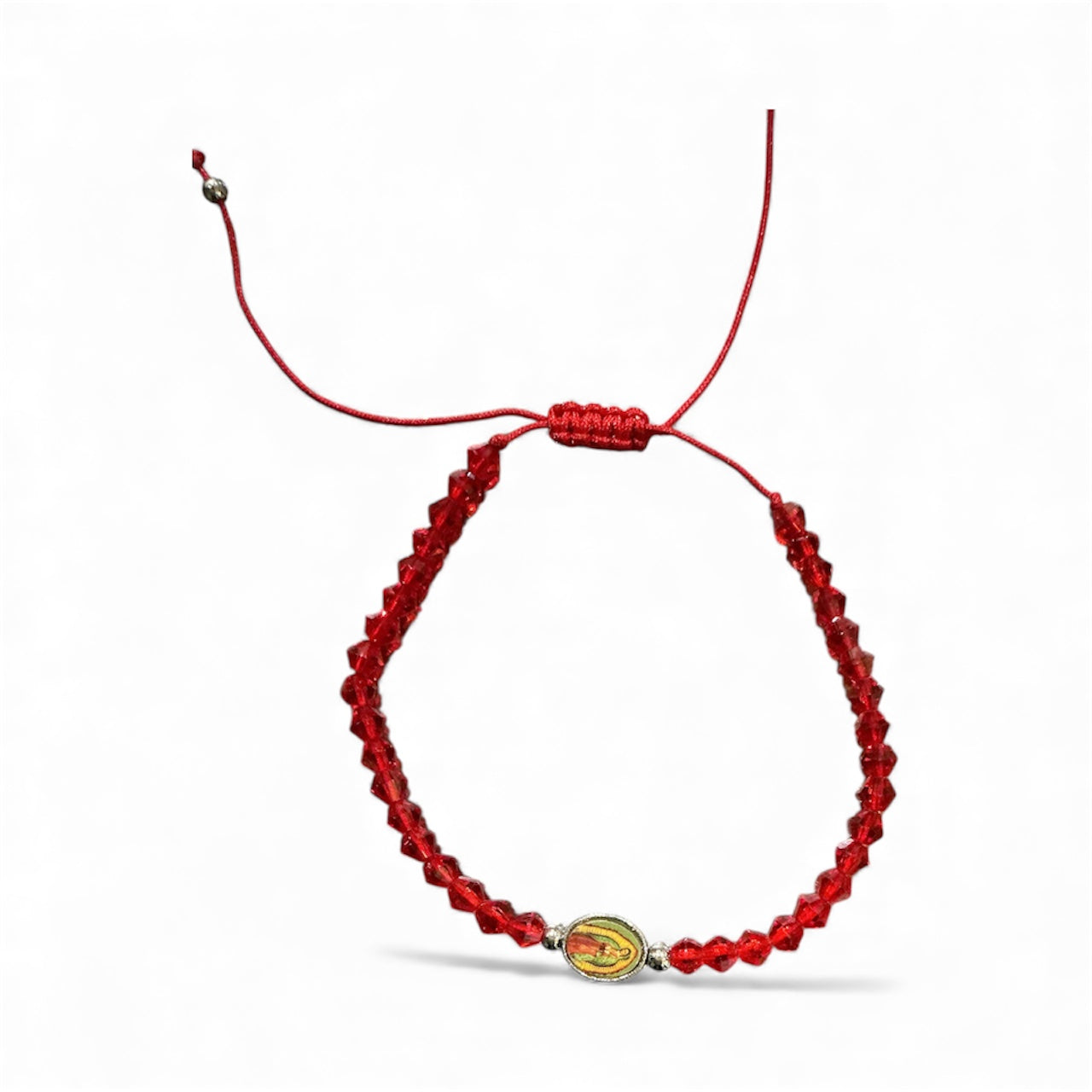 Pulsera de hilo roja Encapsulado en Resina Ovalado de la Virgen de Guadalupe