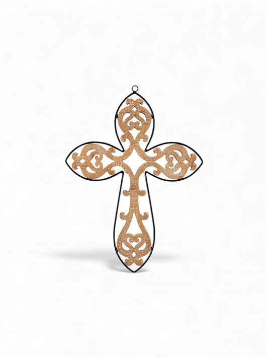 Wood & Metal Elegance Wall Cross
