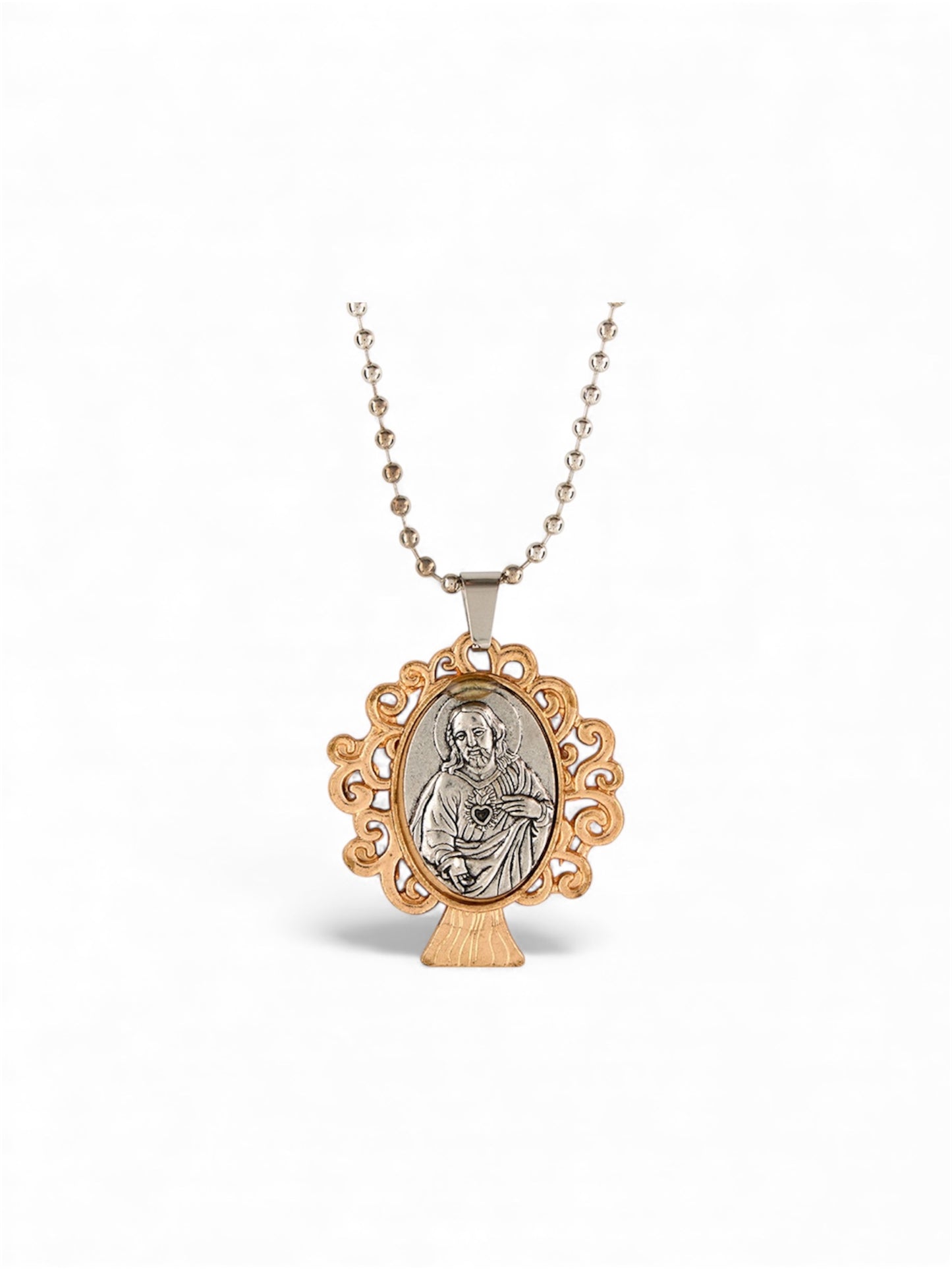 Sacred Heart Tree of Life Two-Tone Necklace
