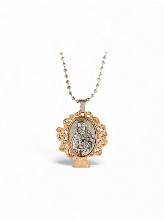 Sacred Heart Tree of Life Two-Tone Necklace