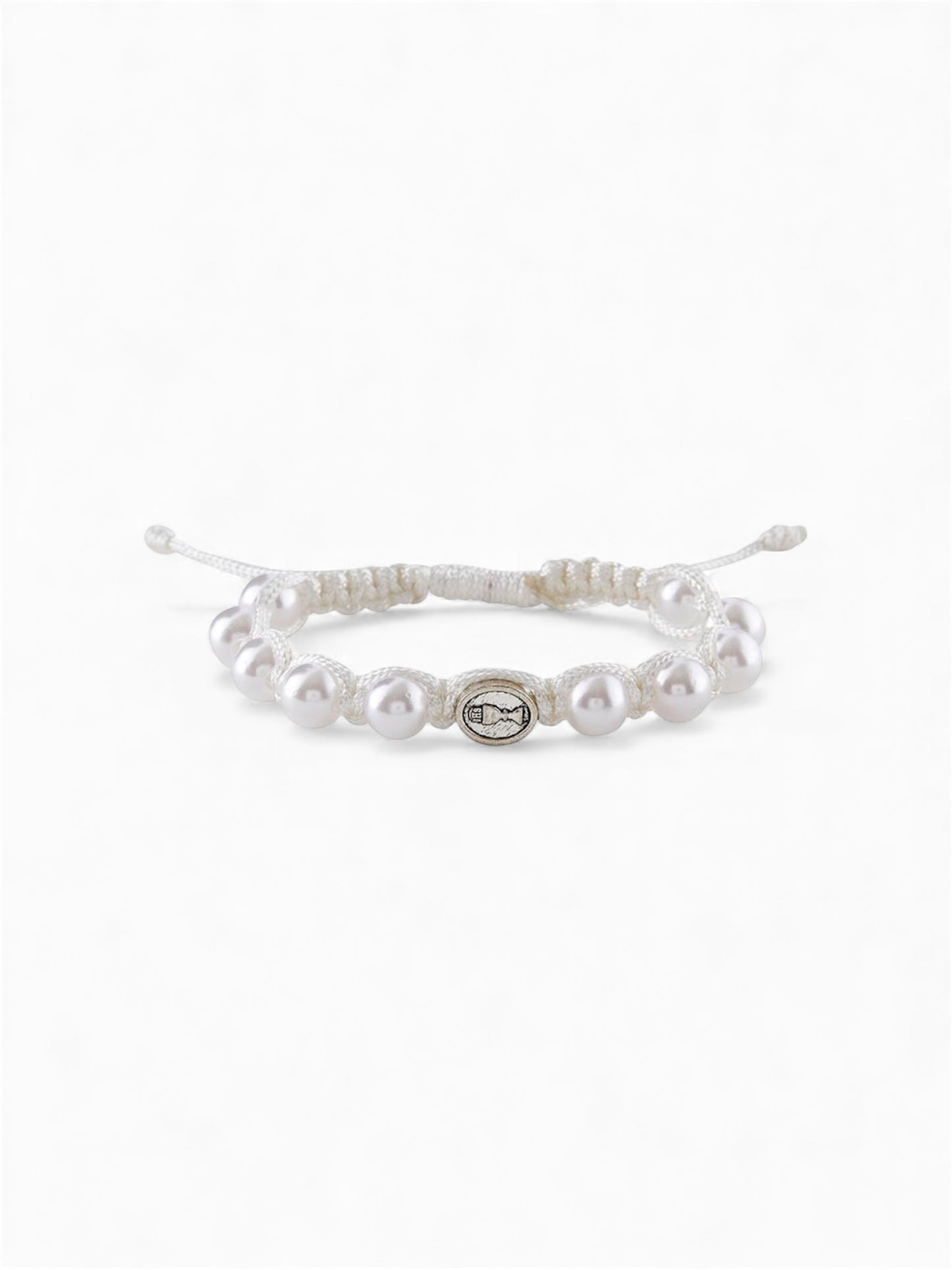 White First Communion Macrame Rosary Bracelet