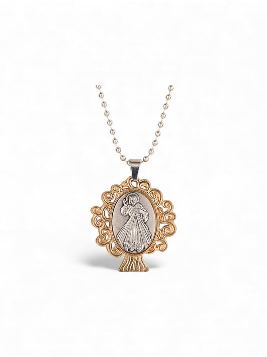 Divine Mercy Tree of Life Two-Tone Necklace