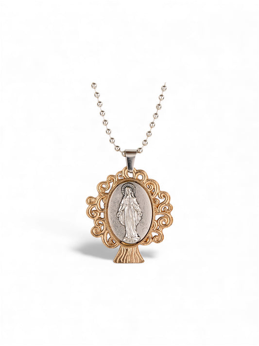 Our Lady of Grace Tree of Life Two-Tone Necklace