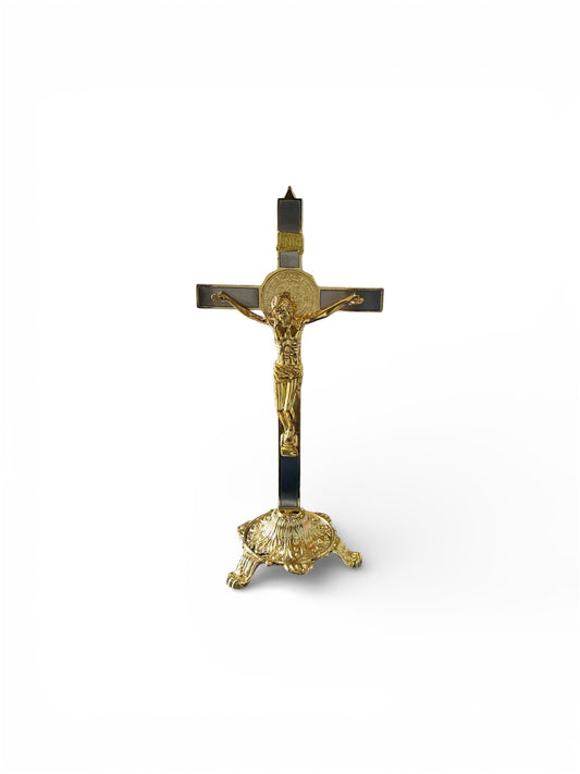 cross with a gold and silver metal base of Saint Benedict
