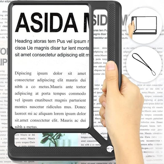 Lupa de página completa de 5 veces para leer/Full-page magnifying glass with 5x magnification for reading.