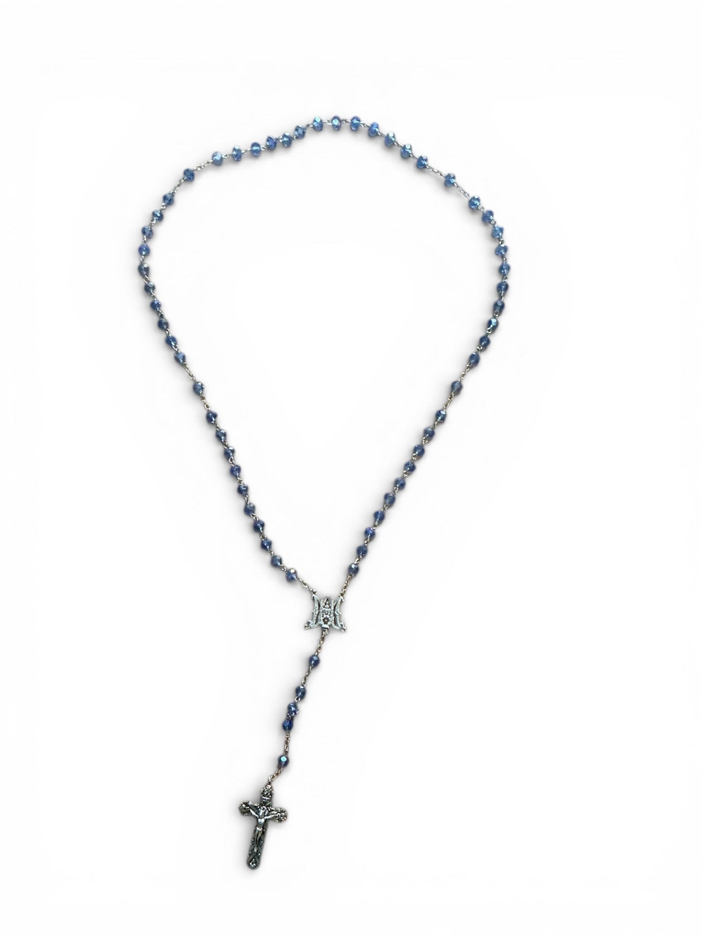 Rosario de Cristal Azul de la Virgen Milagrosa