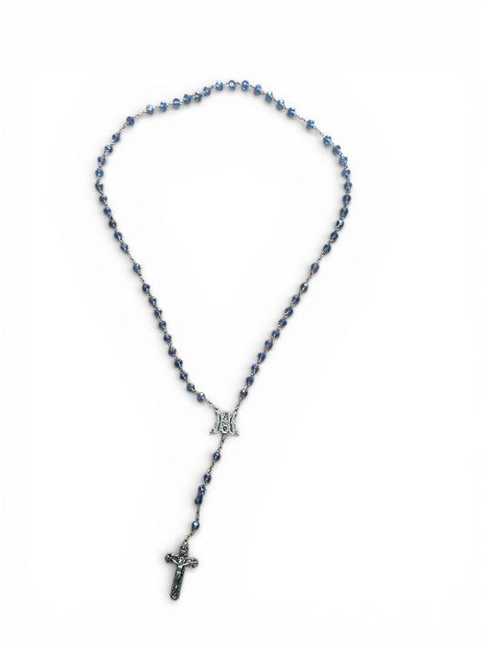 Rosario de Cristal Azul de la Virgen Milagrosa