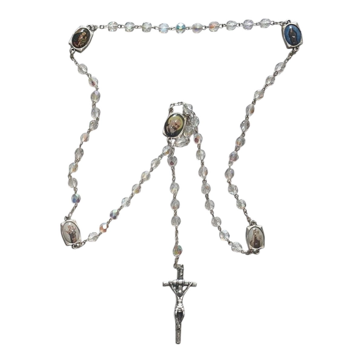 St. Michael Cross Hematite Cord Rosary