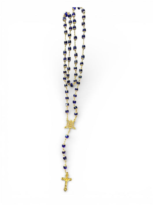 Sapphire rosary with miraculous crucifix