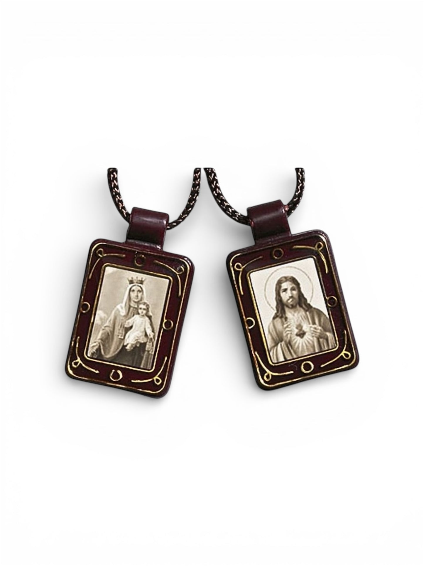 Sacred Heart Our Lady of Mt. Carmel Sepia Moulded Scapular