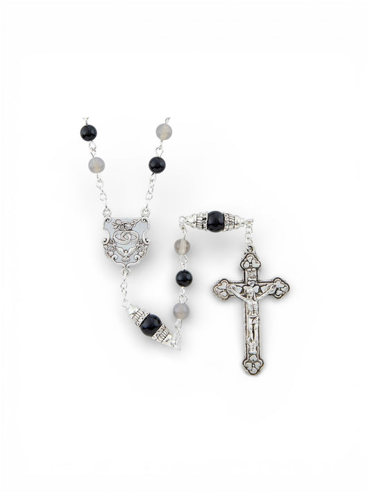 Onyx Intertwining Rings Wedding Rosary