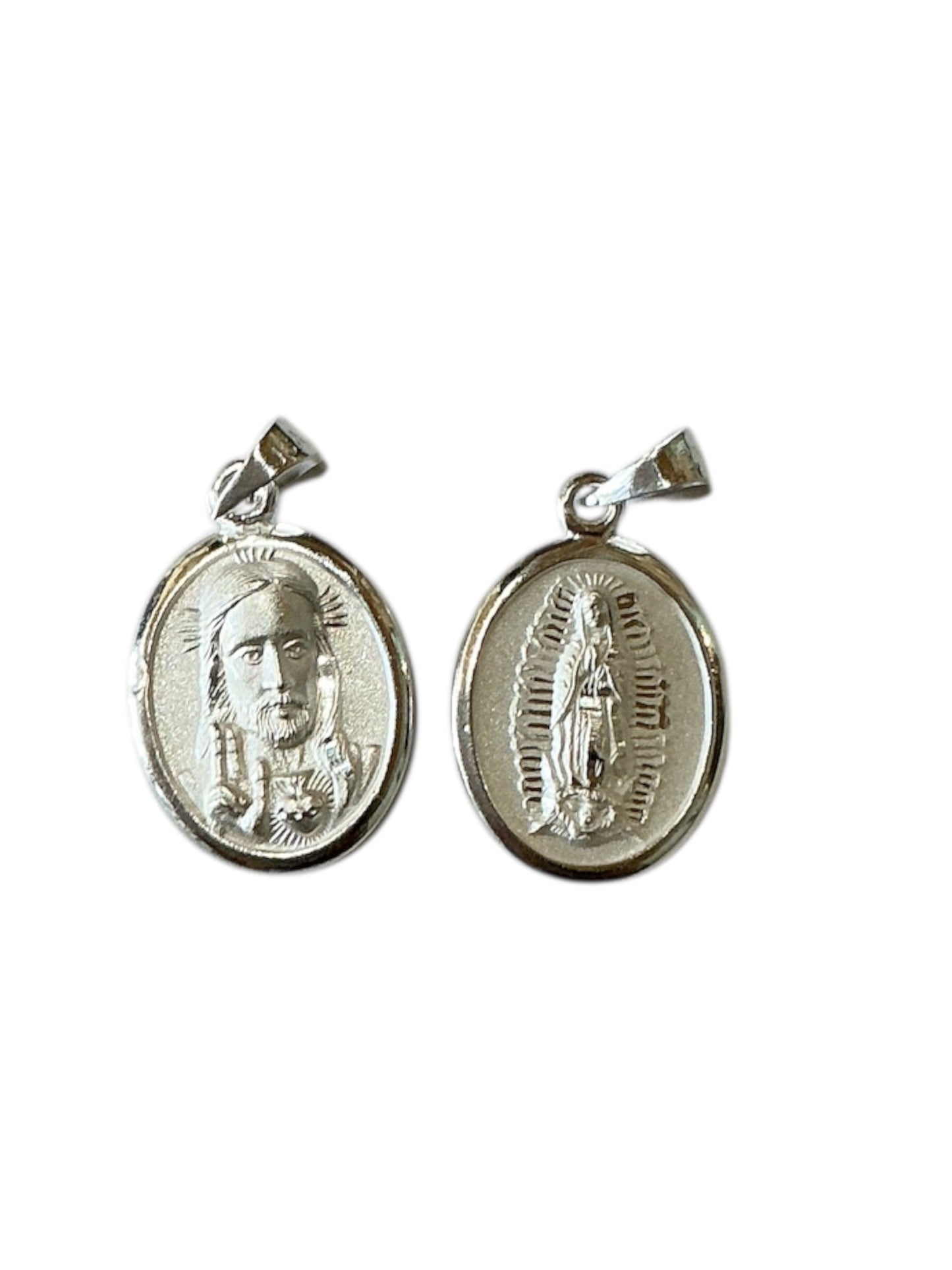 MEDALLA DE PLATA VIRGEN GUADALUPE/SAGRADO CORAZÓN