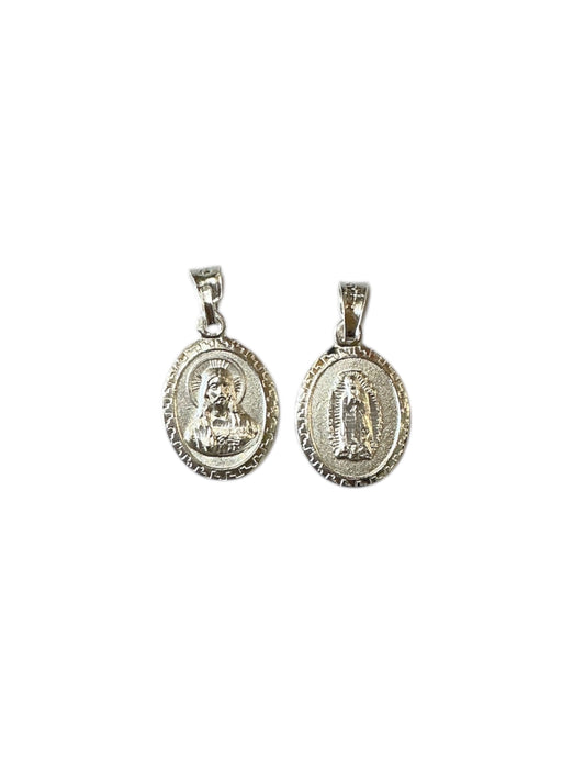 MEDALLA DE PLATA VIRGEN GUADALUPE/SAGRADO CORAZÓN