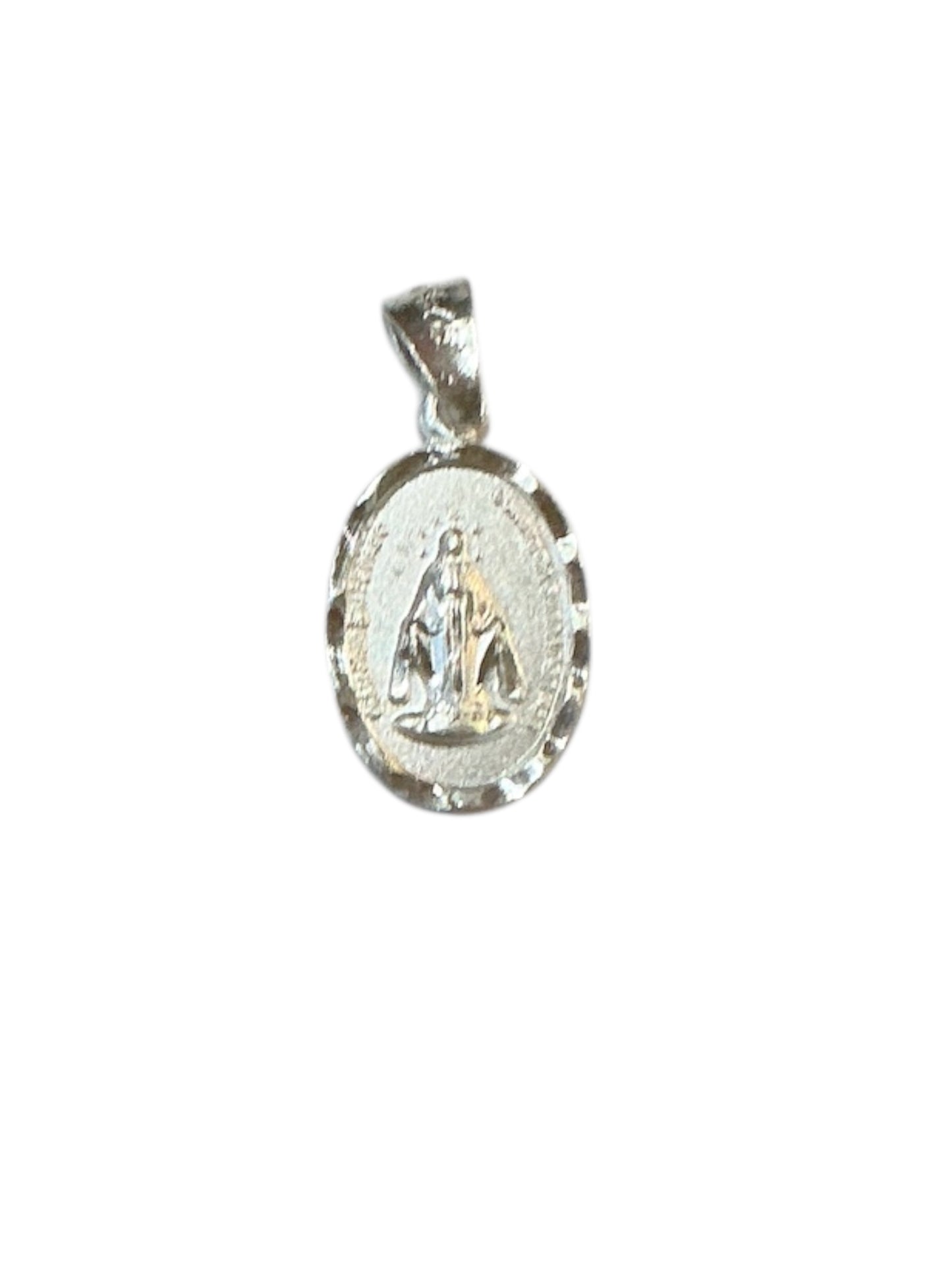 MEDALLA DE PLATA VIRGEN MILAGROSA 0.75”