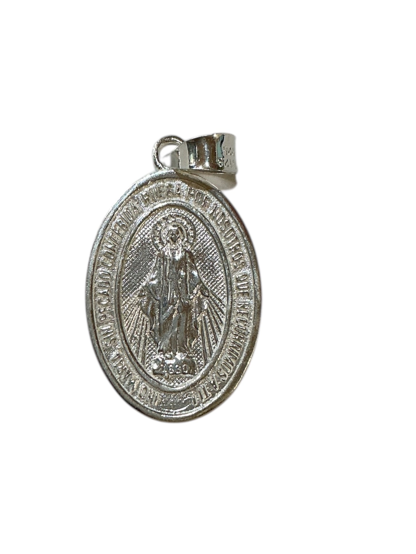 MEDALLA DE PLATA VIRGEN MILAGROSA 1.50”