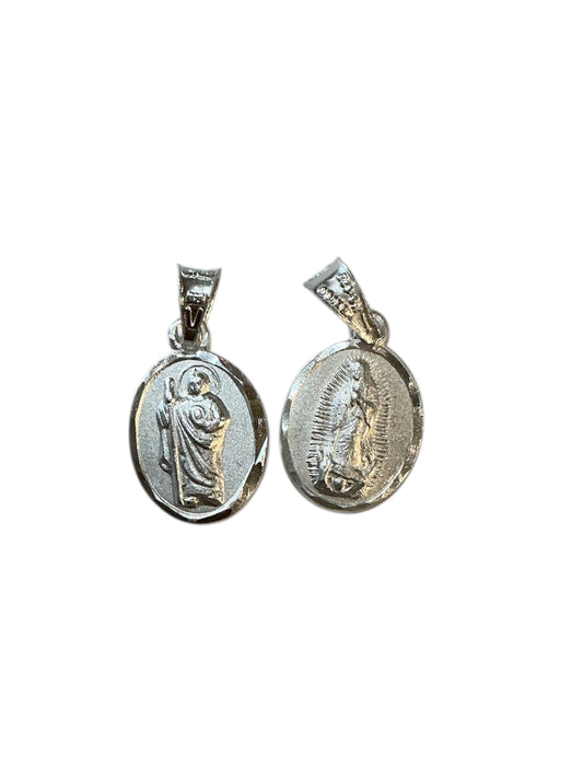 MEDALLA DE PLATA VIRGEN DE GUADALUPE/S.JUDAS 0.60”