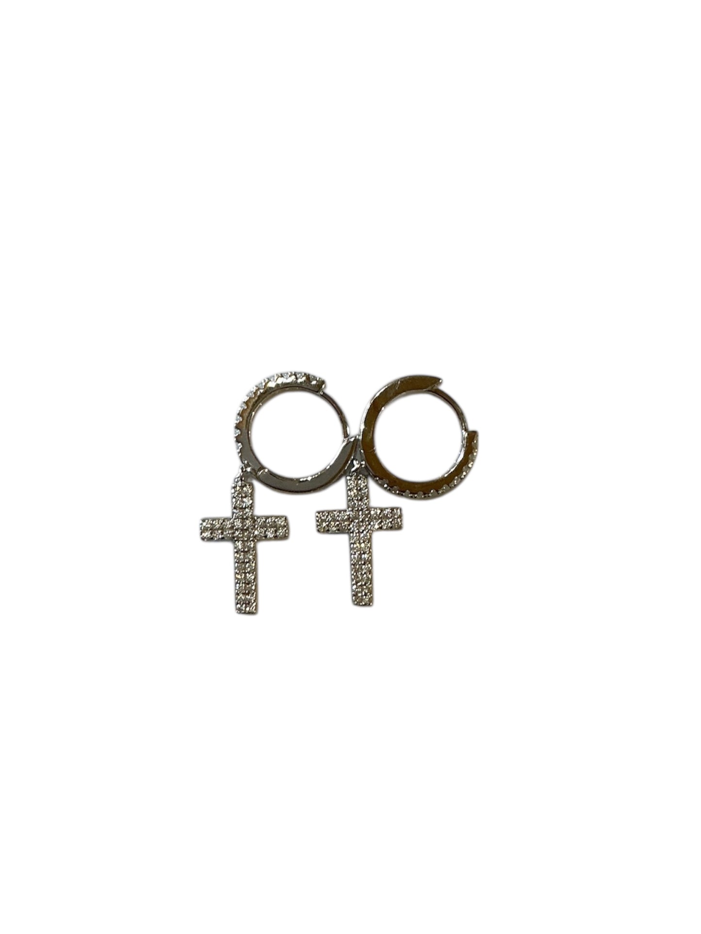 ARETES DE PLATA CON CRUZ 1.25”