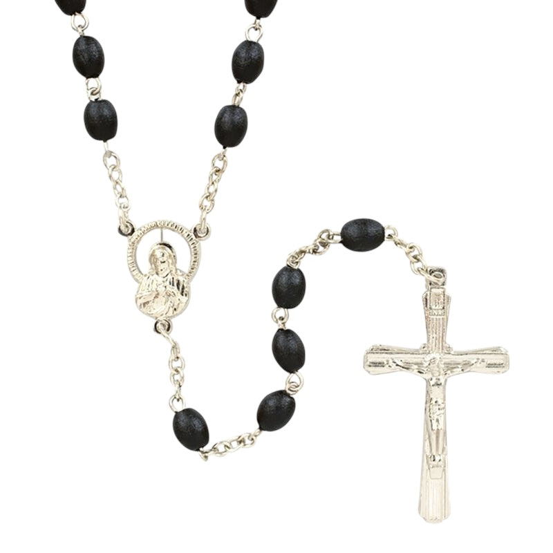 Black Wood Oval Rosary