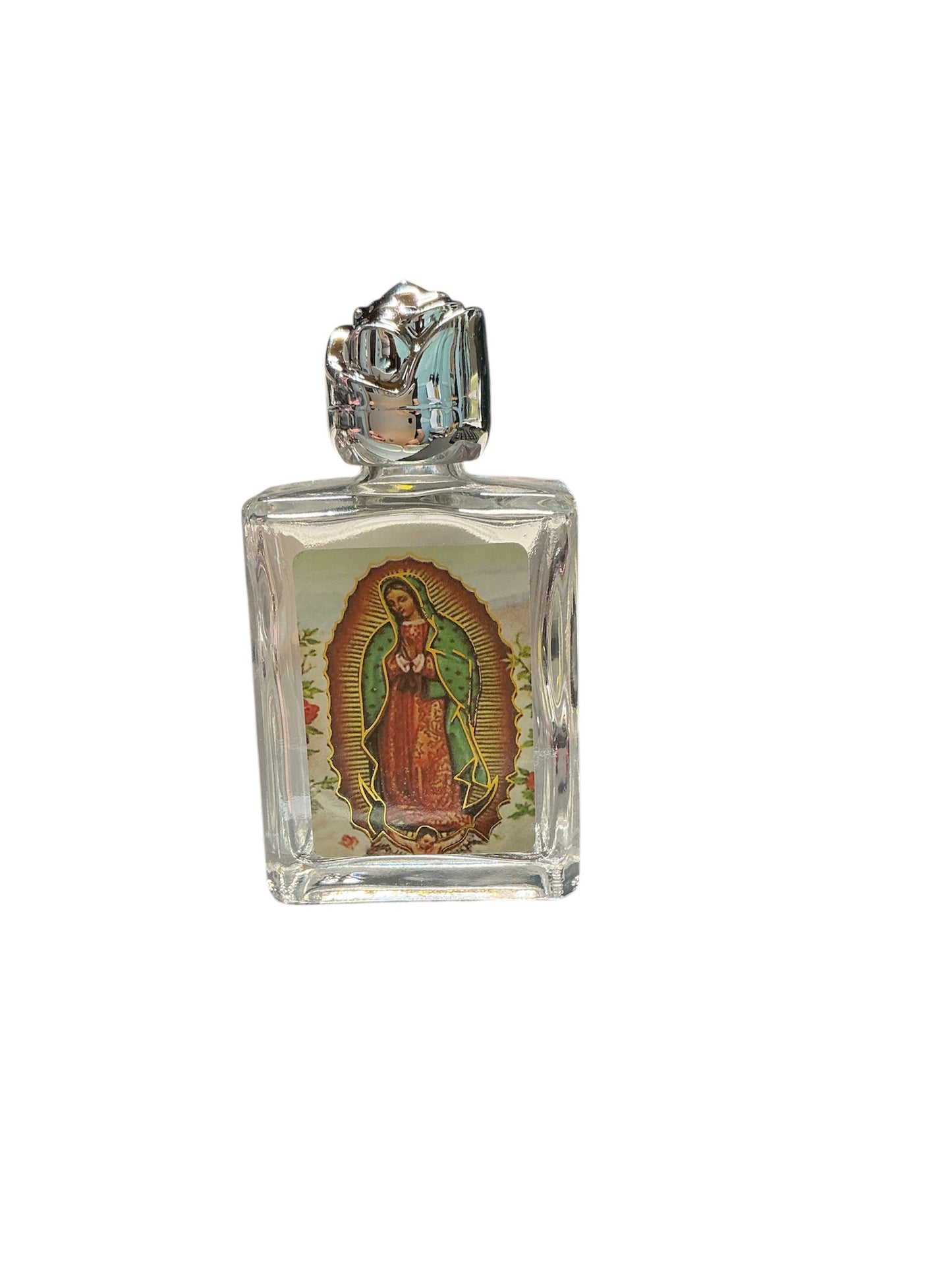 GLASS BOTTLE OF HOLY WATER FROM THE GUADALUPE