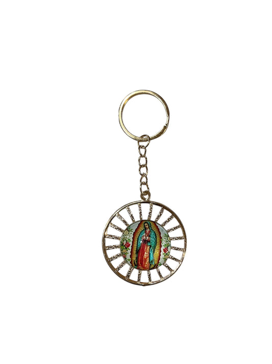 Round keychain of the Virgin of Guadalupe
