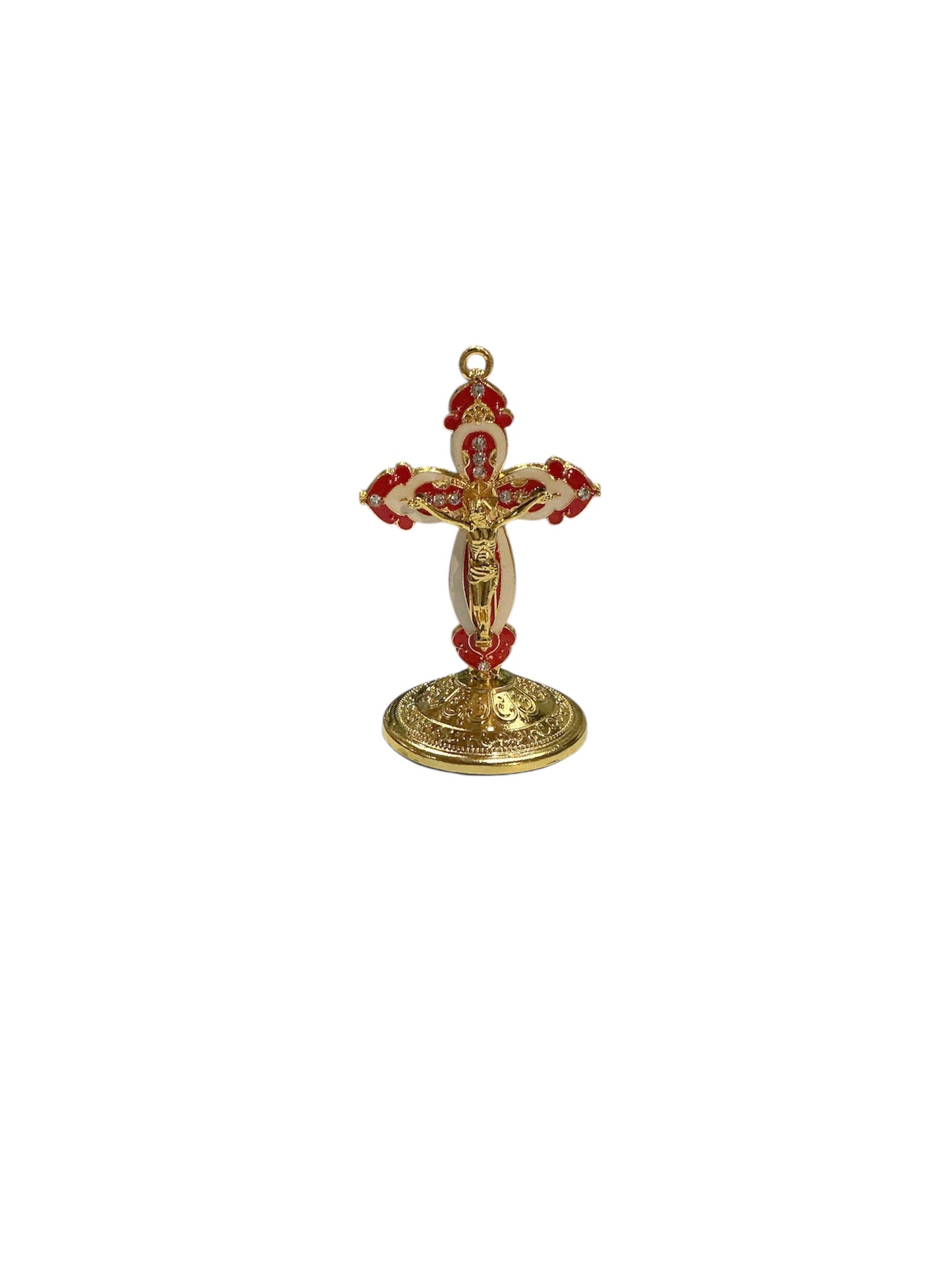 Gold Crucifixion with  base 3.5"H  - Red
