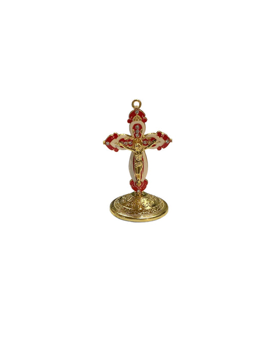 Gold Crucifixion with  base 3.5"H  - Red