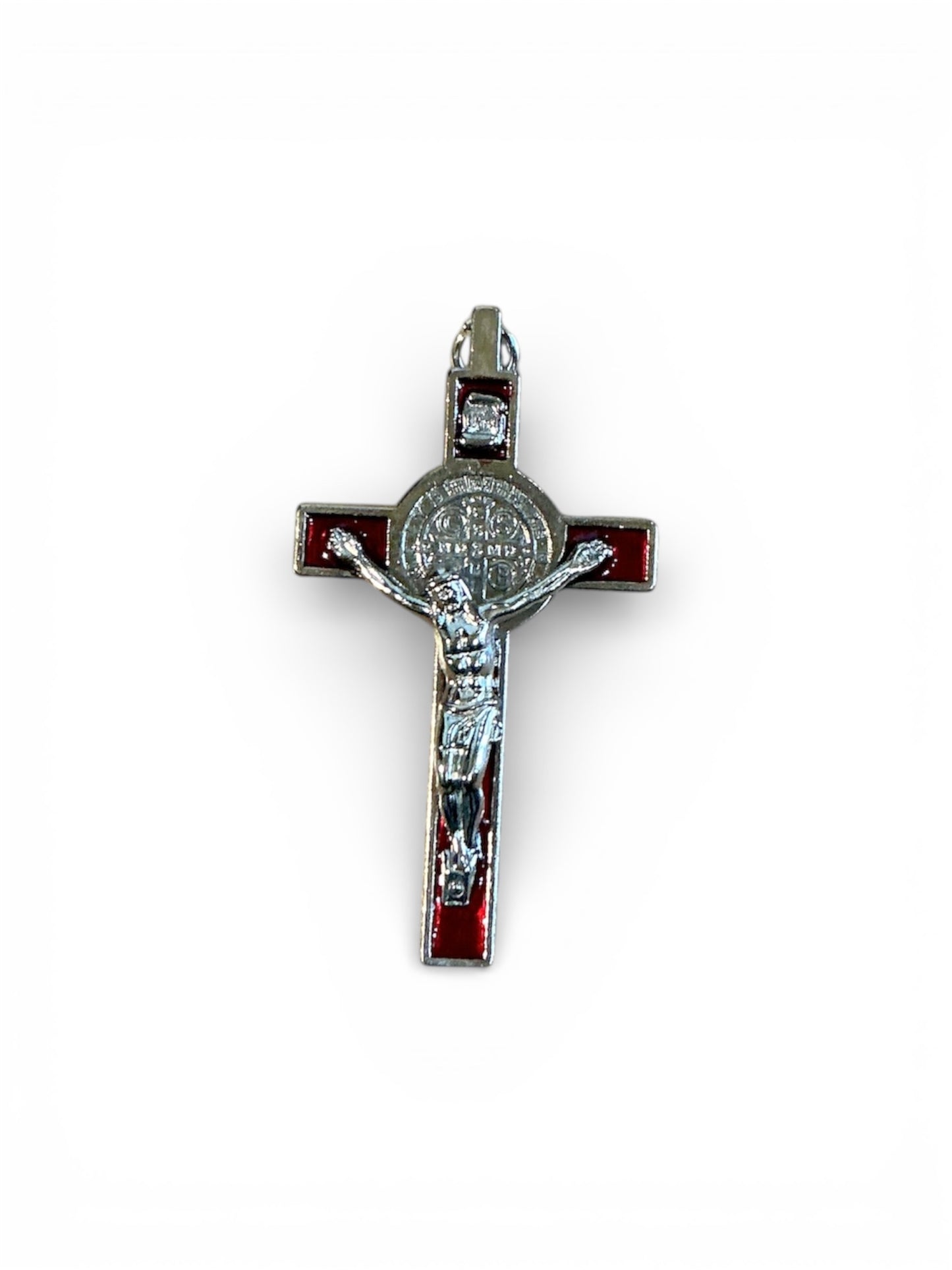 Red Inlay St. Benedict Crucifix Pendant