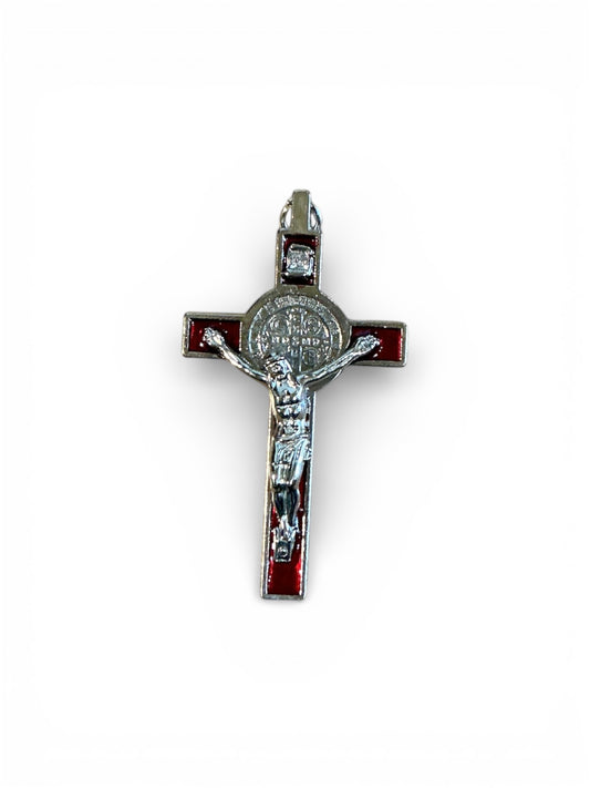 Red Inlay St. Benedict Crucifix Pendant