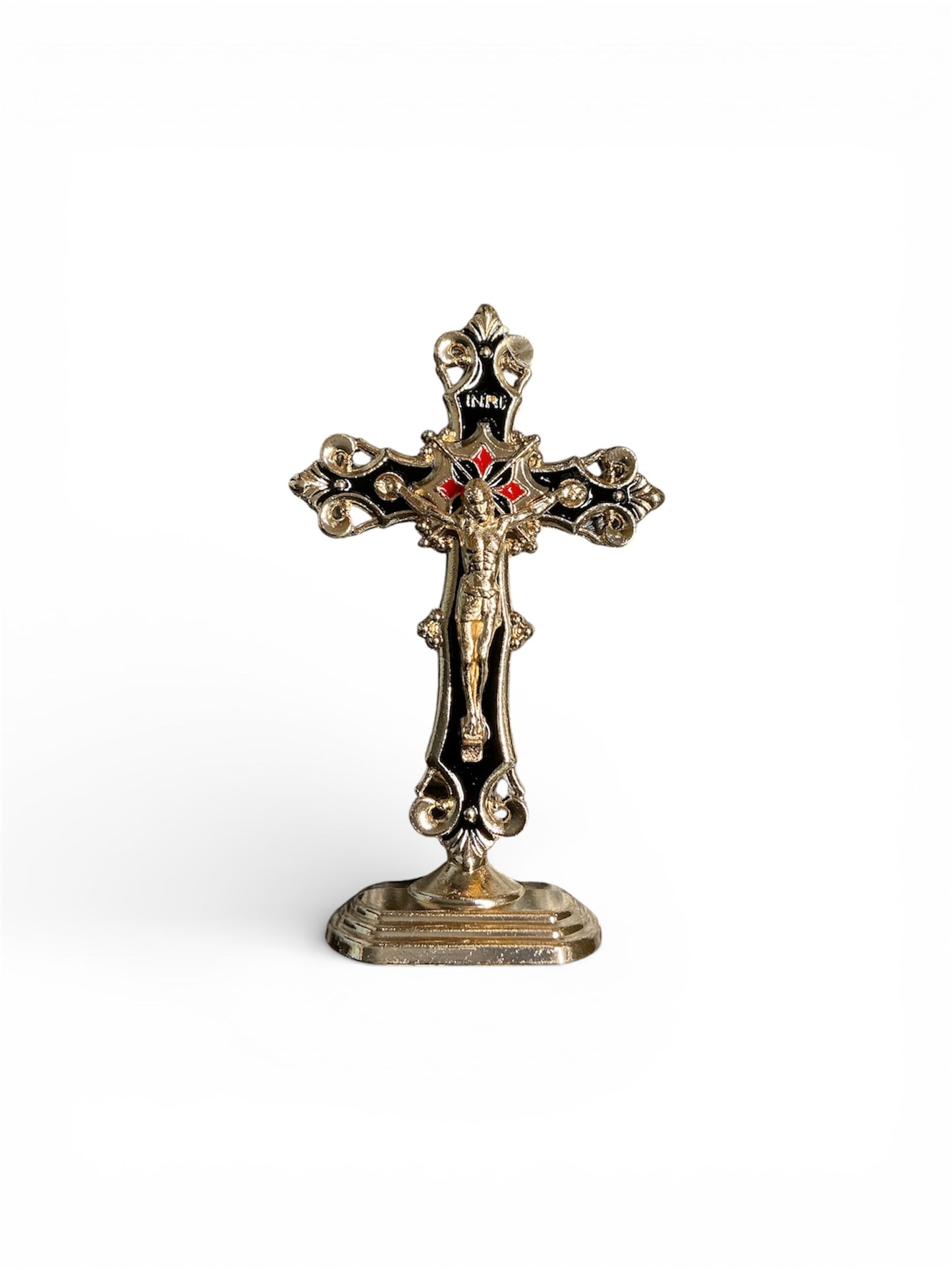 Gold Crucifixion with base 3” - Black