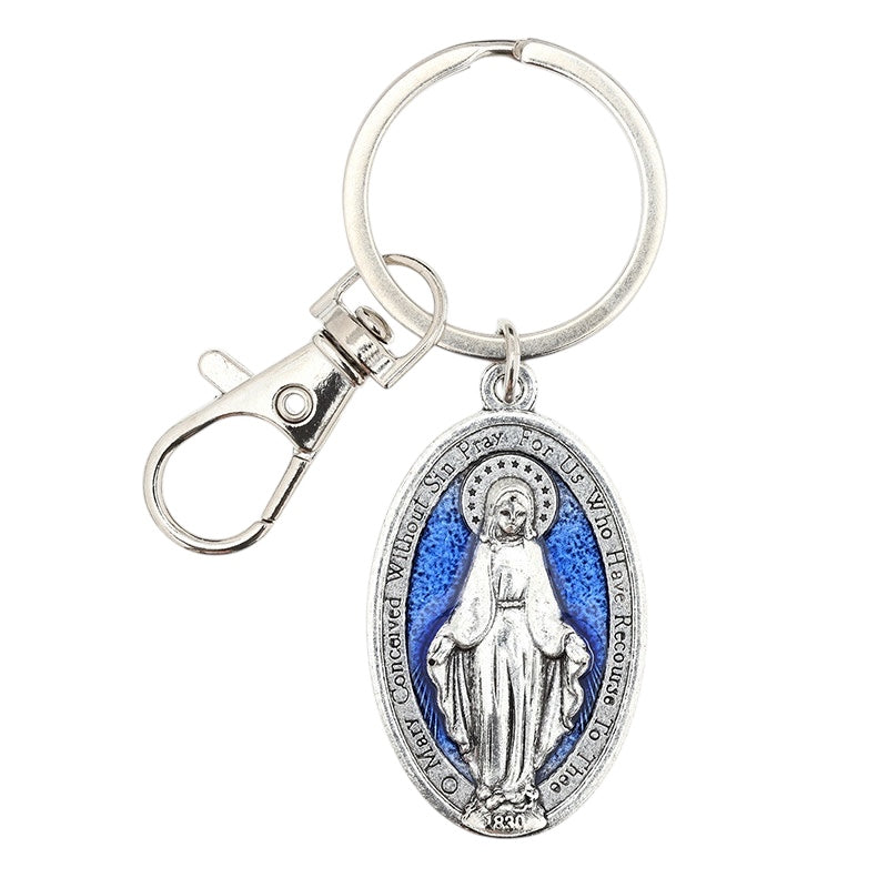 Blue Enamel Miraculous Medal with Clip