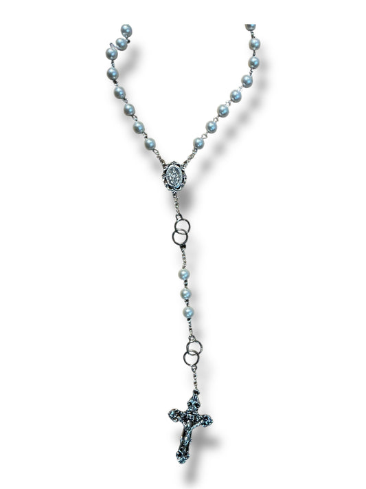Miraculous Medal White Wedding Rosary