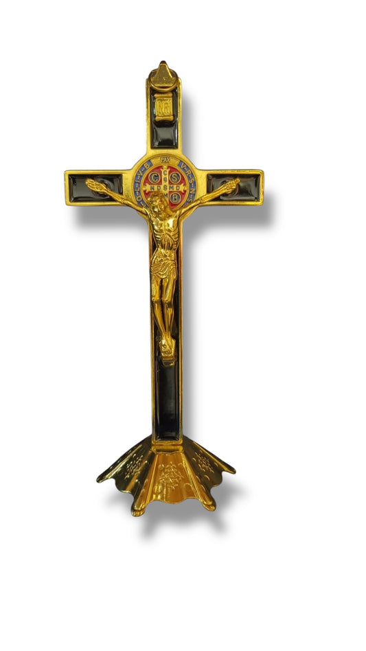 cross black a gold metal base of Saint Benedict