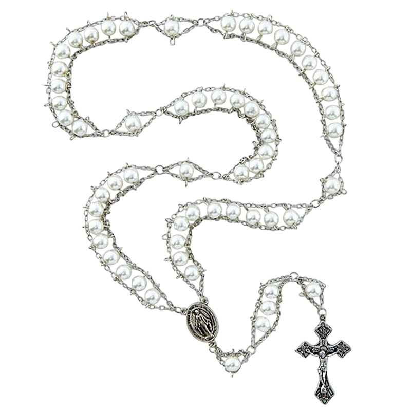 Imitation Pearl Ladder Rosary