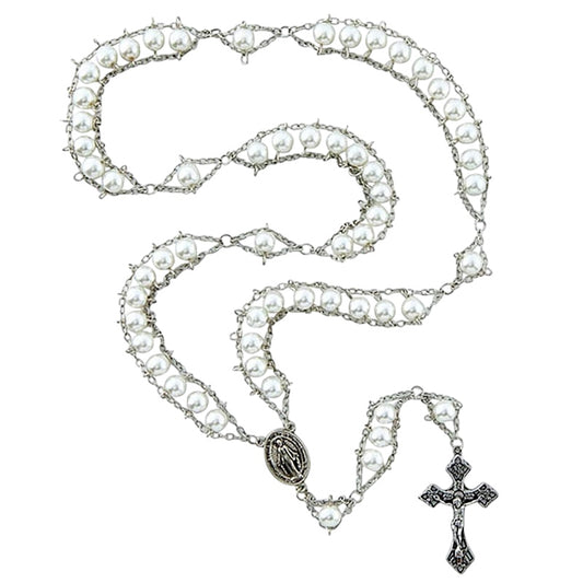 Imitation Pearl Ladder Rosary