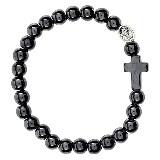 Hematite First Communion Cross Bracelet