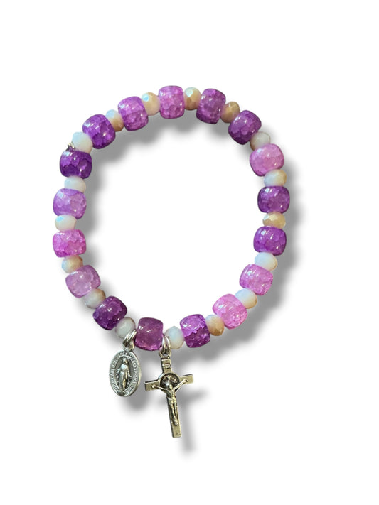 PULSERA MORADA VIRGEN MILAGROSA