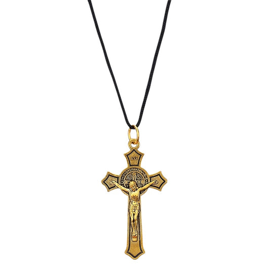 St. Benedict Antique Silver Crucifix Pendant