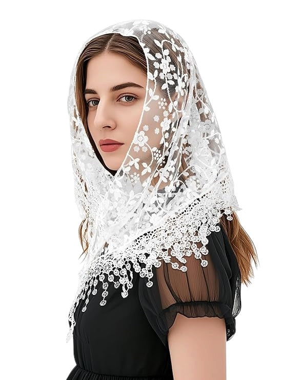 White Little Flower Chapel Veil