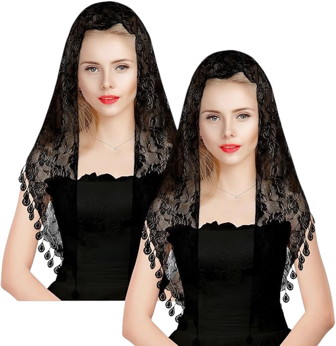 Black Little Flower Chapel Veil