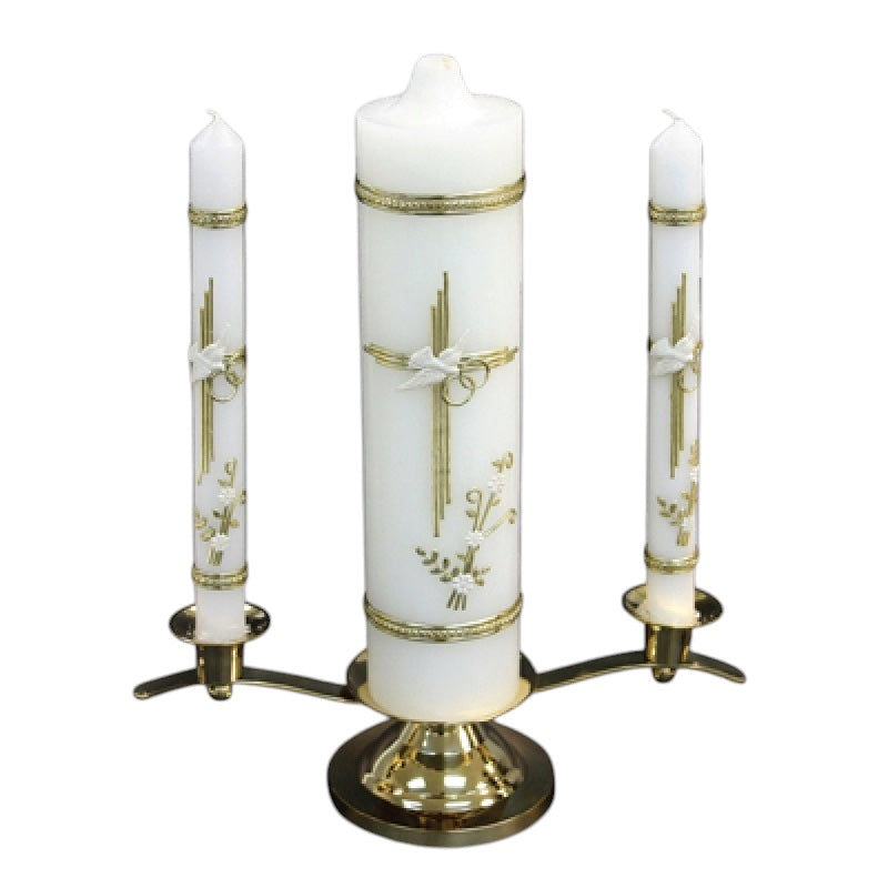 WEDDING CANDLE SET BRASS GOLD