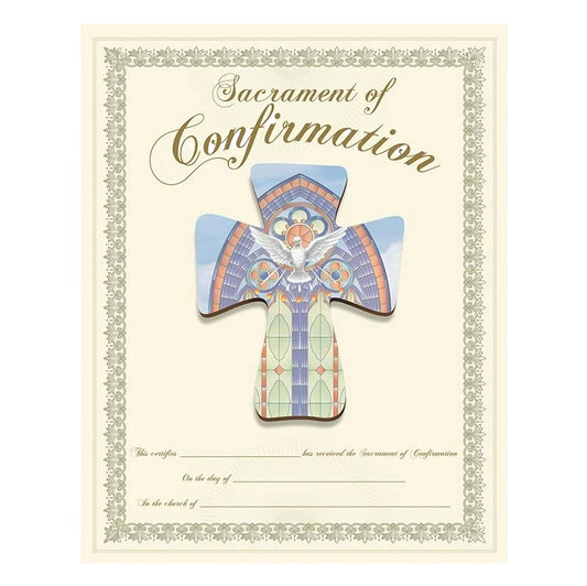 Confirmation Wood Lasered Cross with Certificate