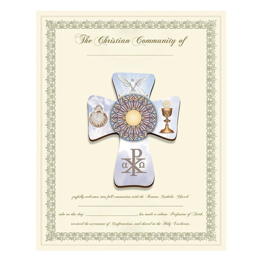 OCIA Wood Lasered Cross with Certificate