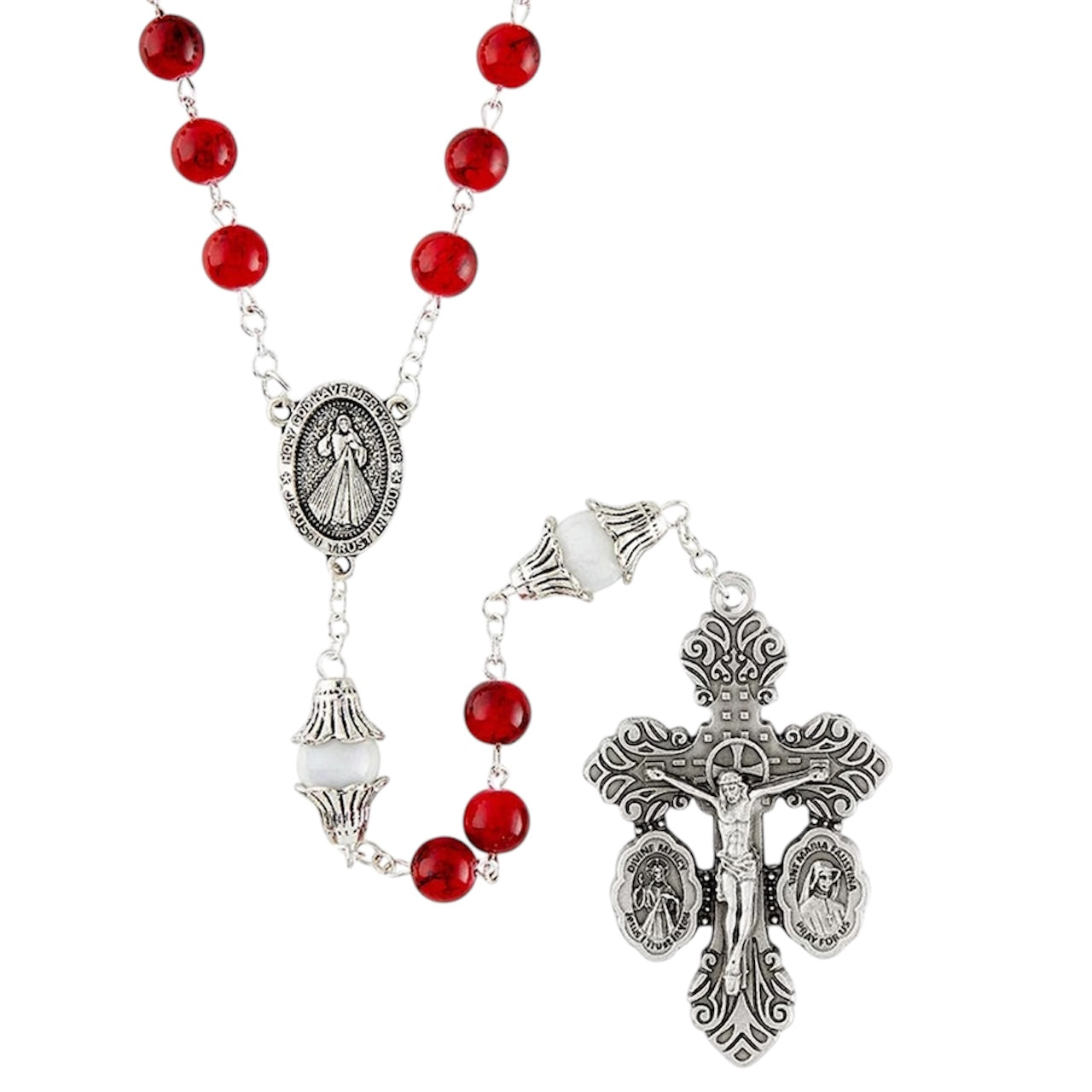 Divine Mercy and St. Faustina Dual Medal Crucifix Rosary