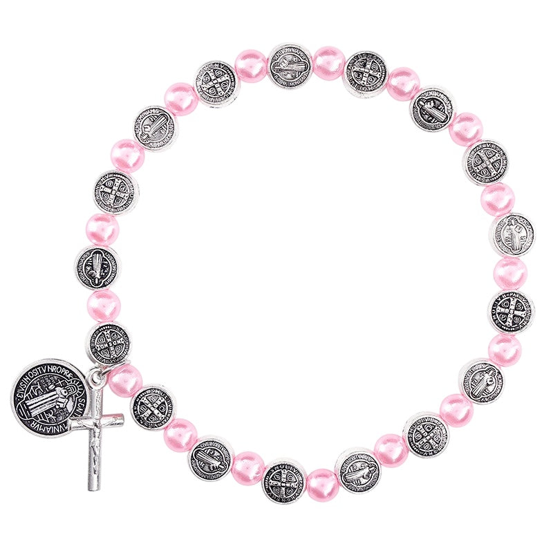St. Benedict Medals Pearl Bracelet Assortment