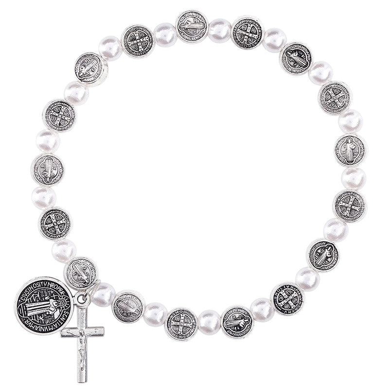 St. Benedict Medals Pearl Bracelet Assortment