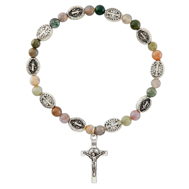 Gemstone St. Benedict Medals Bracelet