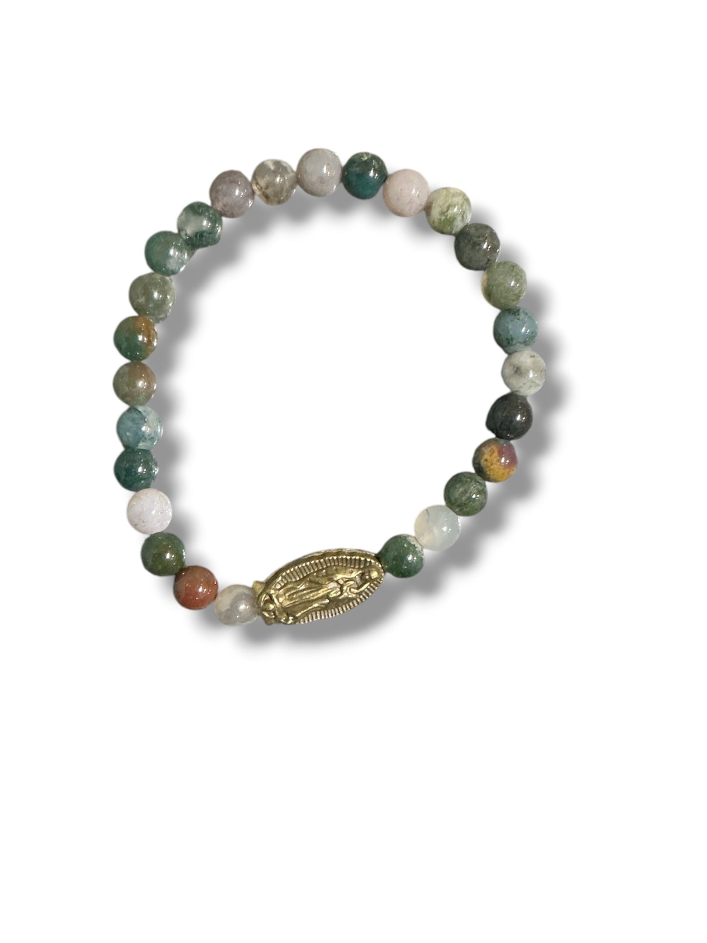 Gemstone Agate Virgen Guadalupe Bracelet
