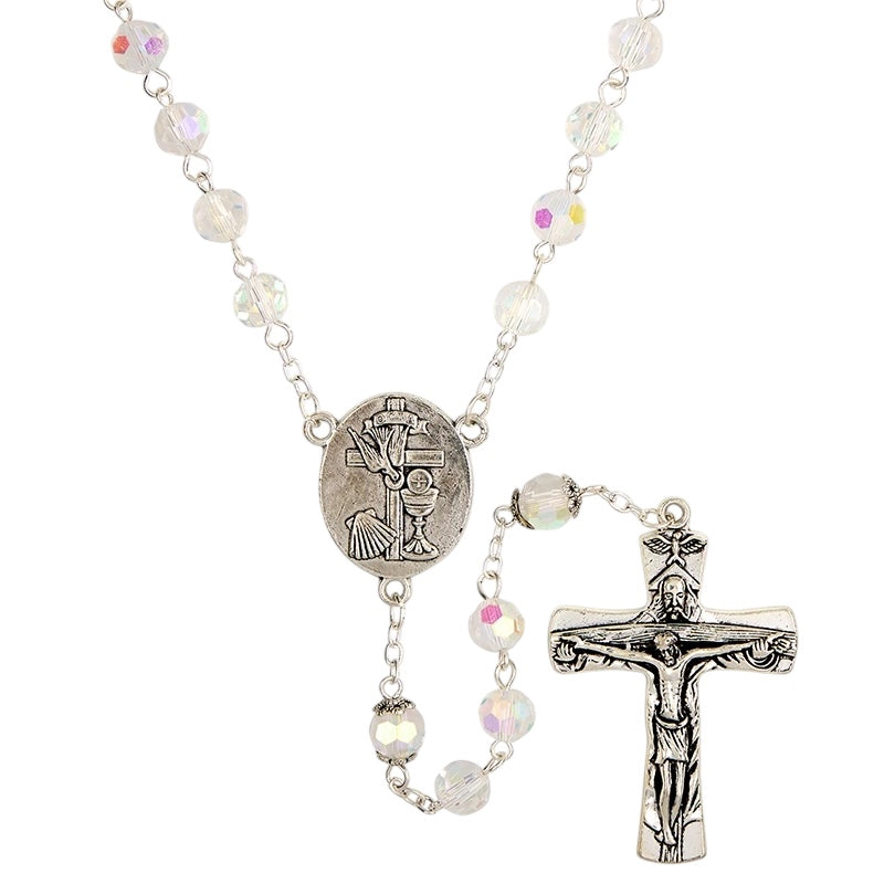 OCIA Clear Faceted Crystal Rosary