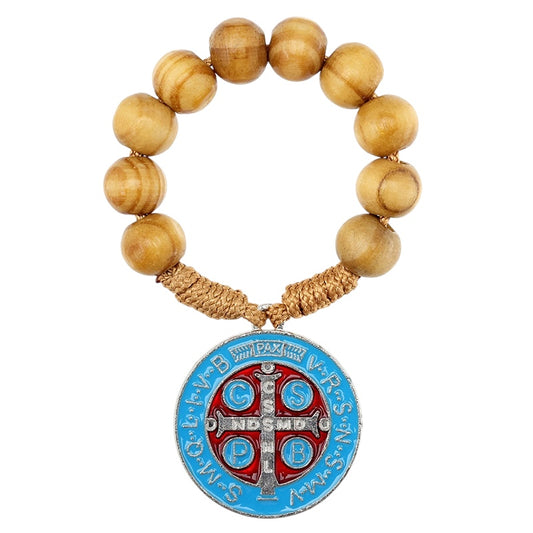 St. Benedict Corded Wood Rosary Ring